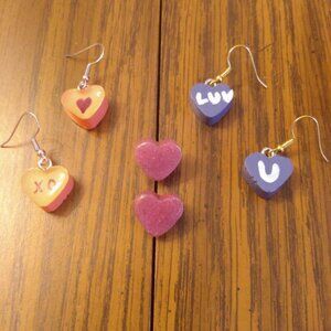 Handmade Valentine's Day pierced earrings set